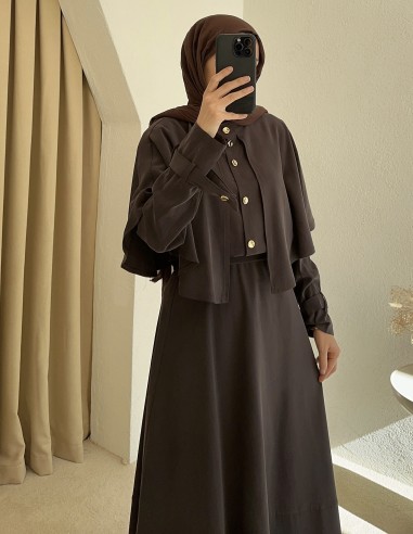 2934 pelerinli takım - Kahverengi