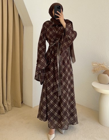 8239 Asya elbise - kahverengi