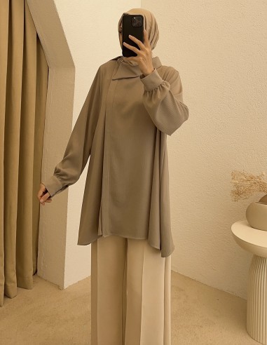 83647 yaka detay tunik - yeşil