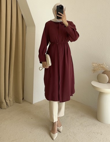 7731 gizli düğmeli tunik - bordo