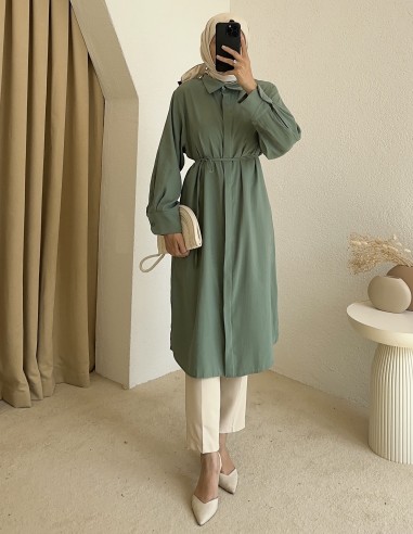 7731 gizli düğmeli tunik -mint