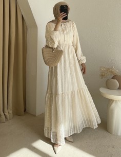 198 zara elbise - ekru