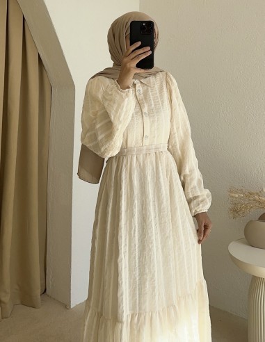 198 zara elbise - ekru