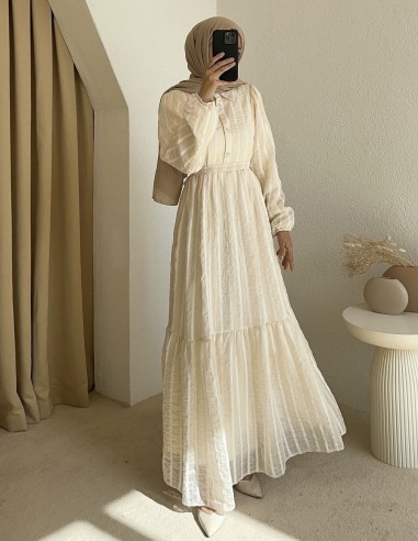 198 zara elbise - ekru