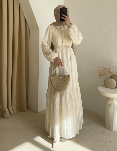 198 zara elbise - ekru