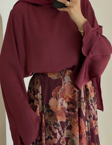 5264 saten bluz - bordo
