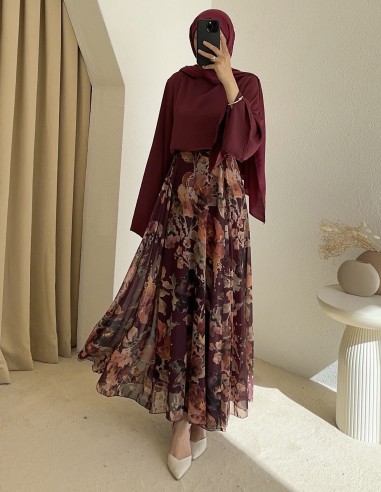 5264 saten bluz - bordo