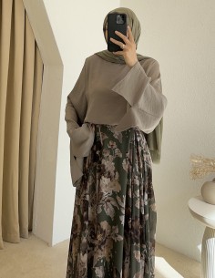 5264 saten bluz - Haki 2