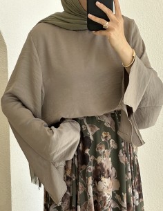 5264 saten bluz - Haki