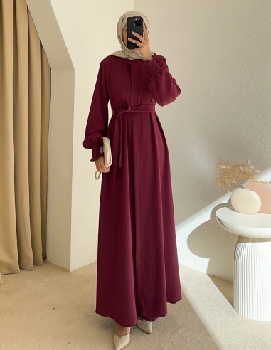 552 abaya takım - vişne çürüğü