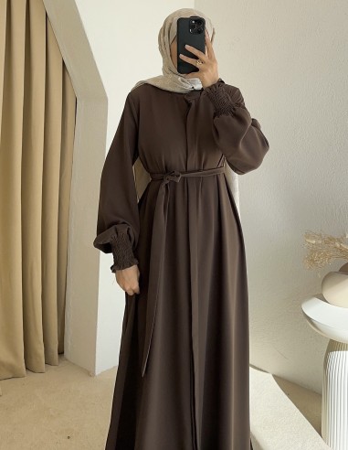 552 abaya takım - Kahverengi