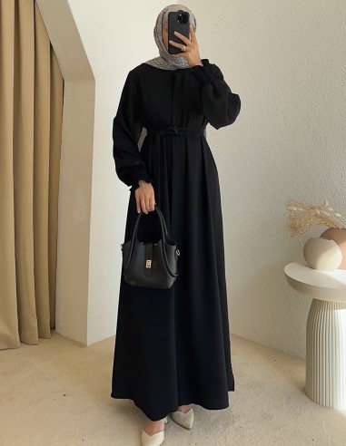 552 abaya takım - Siyah
