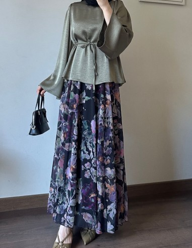 5108 saten bluz - yeşil