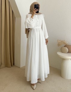 265 safir elbise -Beyaz
