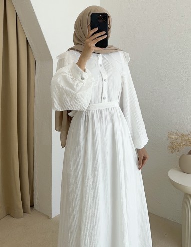265 safir elbise -Beyaz
