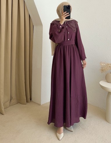 265 safir elbise - mürdüm