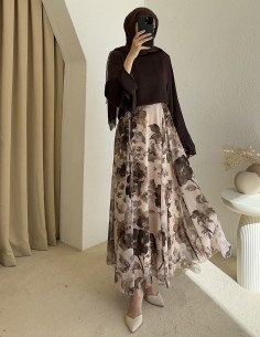 5264 saten bluz - Acı kahve 2