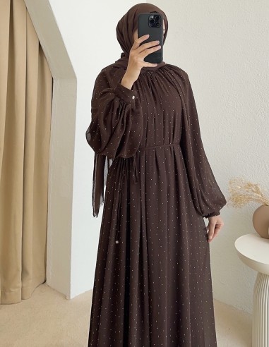 Kb5146 mocha elbise - kahverengi