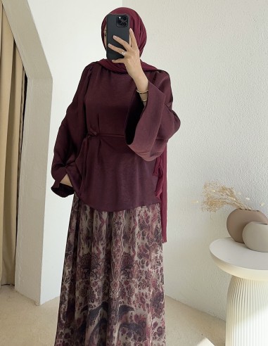 5108 saten bluz - mürdüm
