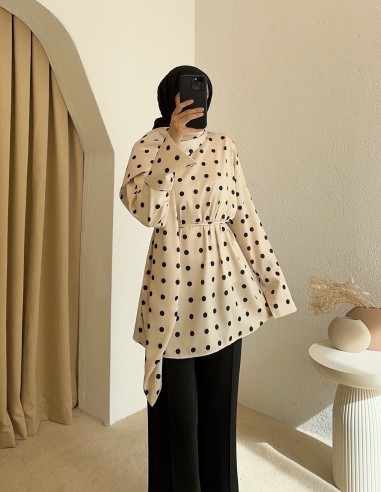 8345 puantiyeli tunik - krem
