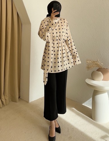 8345 puantiyeli tunik - krem