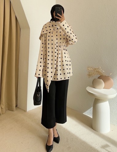 8345 puantiyeli tunik - krem