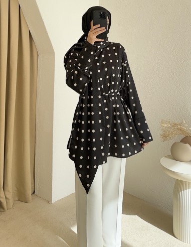 8345 puantiyeli tunik - siyah