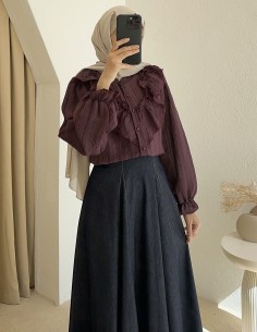 4940 püsküllü gömlek -Bordo