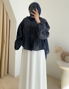 Y0099 büzgülü biyeli bluz -...