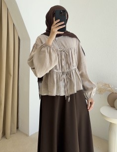 Y0099 büzgülü biyeli bluz -... 2