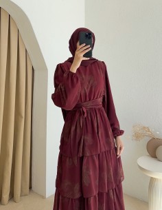 7788 kat kat elbise -bordo 2