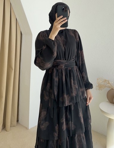 7788 kat kat elbise -Siyah