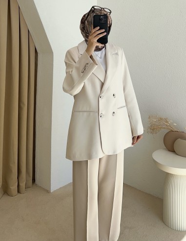 26133 blazer ceket - Krem