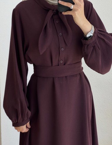 2348 lora elbise - Bordo