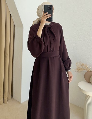 2348 lora elbise - Bordo