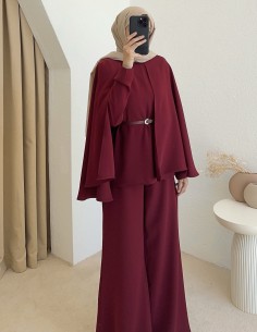 y2376 pelerinli takım - Bordo 2