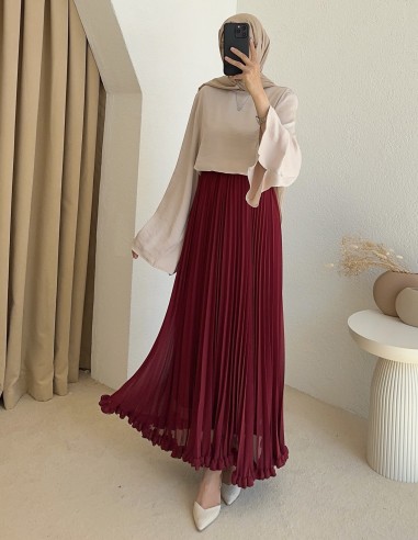 7325 piliseli etek - kırmızı