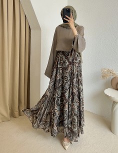 1105 desenli etek -yeşil