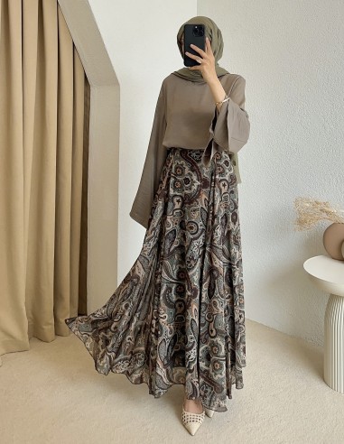 1105 desenli etek -yeşil