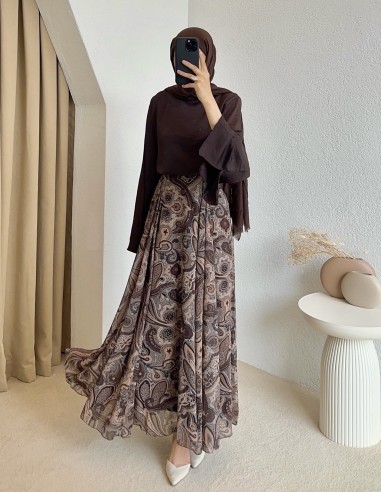 1105 desenli etek - bej