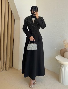 7292 taşlı takım - siyah