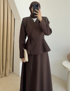 7292 taşlı takım - Kahverengi 2