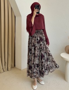 1011 desenli etek - mürdüm
