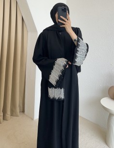 1041 kolam taşlı abaya - siyah 2