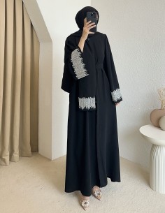 1041 kolam taşlı abaya - siyah