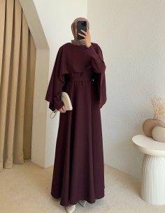 8011 pelerinli elbise - mürdüm