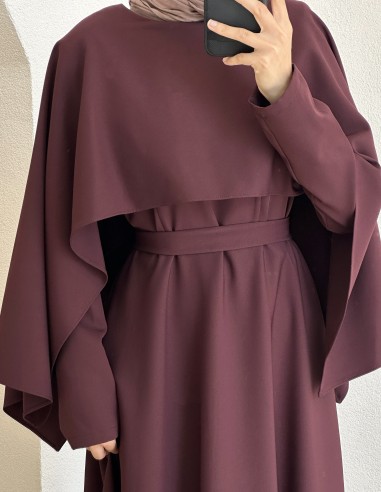 8011 pelerinli elbise - mürdüm
