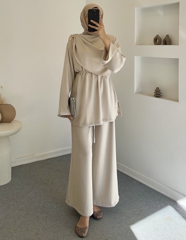 hy26119 yakalı takım - bej