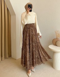 7333 desenli etek - camel