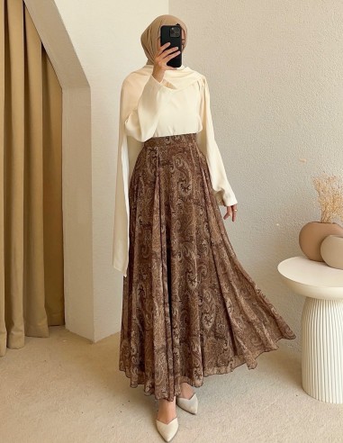 7333 desenli etek - camel